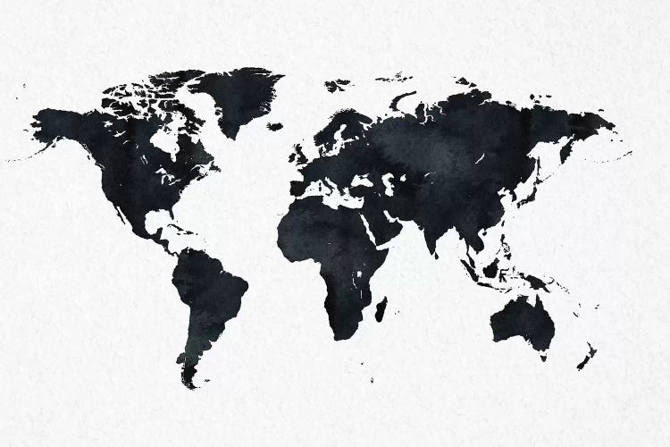 World Map In Black And White by Nature Magick wall art