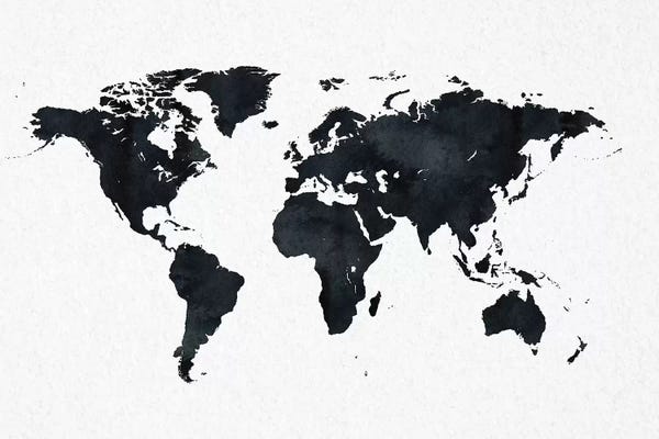 Nature Magick: World Map In Black And White by Nature Magick