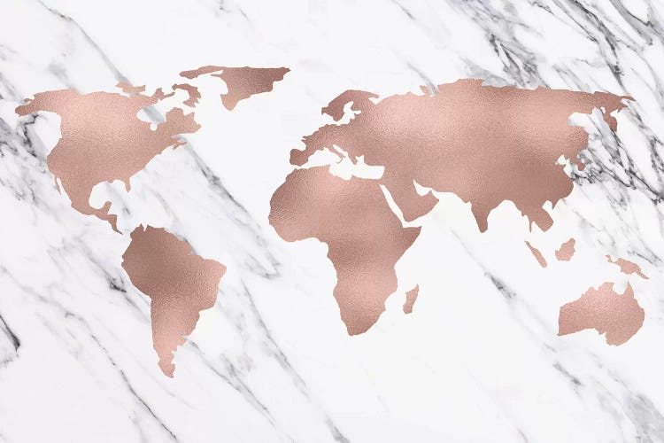 World Map In Rose Gold