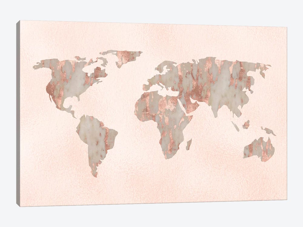 World Map Rose Gold by Nature Magick 1-piece Canvas Wall Art