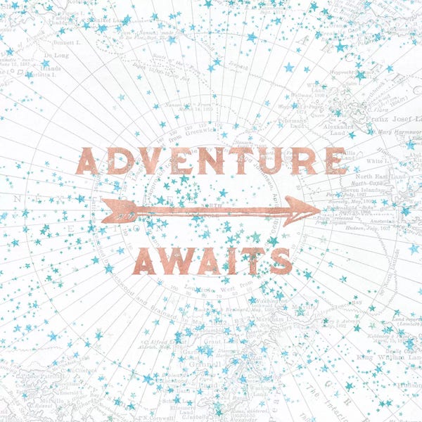 Kids Map Art: Adventure Awaits In Rose Gold by Nature Magick
