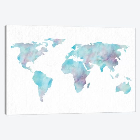 World Travel Map Ocean Blue Canvas Print #MGK200} by Nature Magick Canvas Art