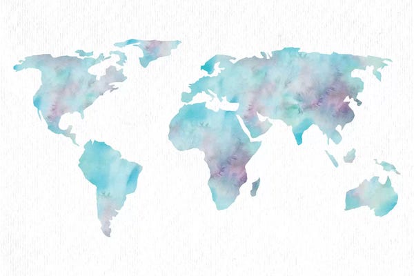 Kids Map Art: World Travel Map Ocean Blue by Nature Magick