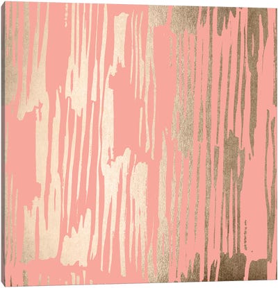 Abstract Modern Gold Brush on Blush Pink Canvas Art Print - Nature Magick