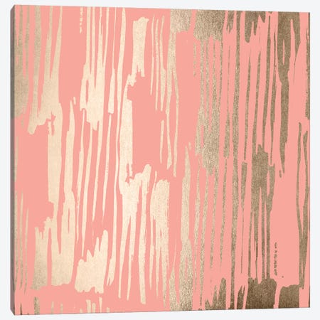 Abstract Modern Gold Brush on Blush Pink Canvas Print #MGK204} by Nature Magick Art Print