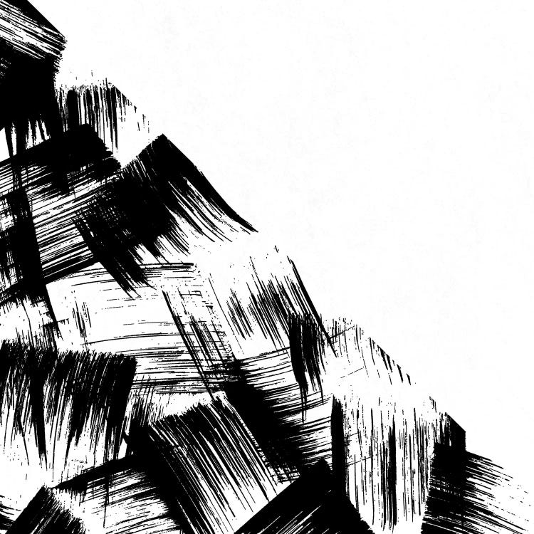 Abstract Modern Minimal Brush Stroke Black and White