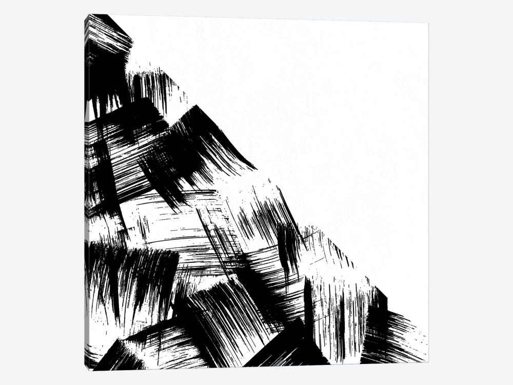 Abstract Modern Minimal Brush Stroke Black and White by Nature Magick 1-piece Canvas Art
