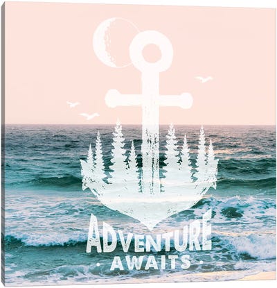 Adventure Awaits Anchor In Pastel Ocean Sky Canvas Art Print - Adventure Art