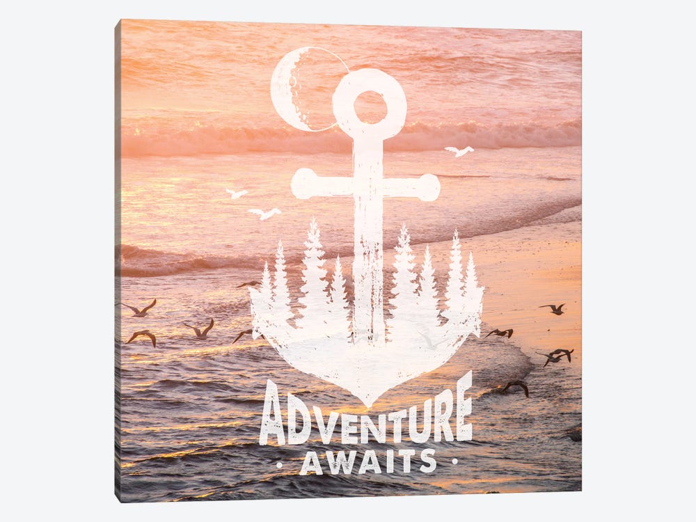 Adventure Awaits Anchor In Seagull Sunset by Nature Magick 1-piece Canvas Art
