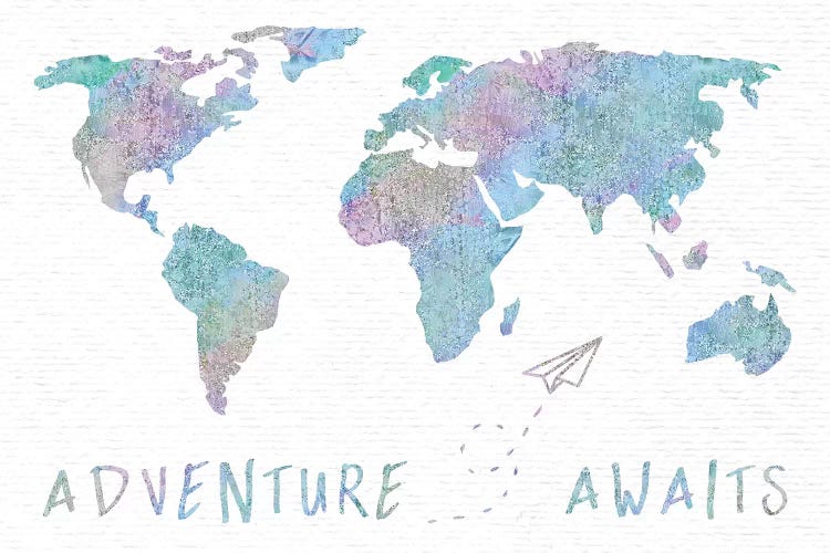 Adventure Awaits Map Metallic Rainbow by Nature Magick canvas print