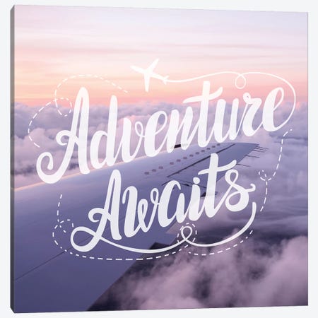 Adventure Awaits In Airplane Over Clouds Canvas Print #MGK211} by Nature Magick Art Print