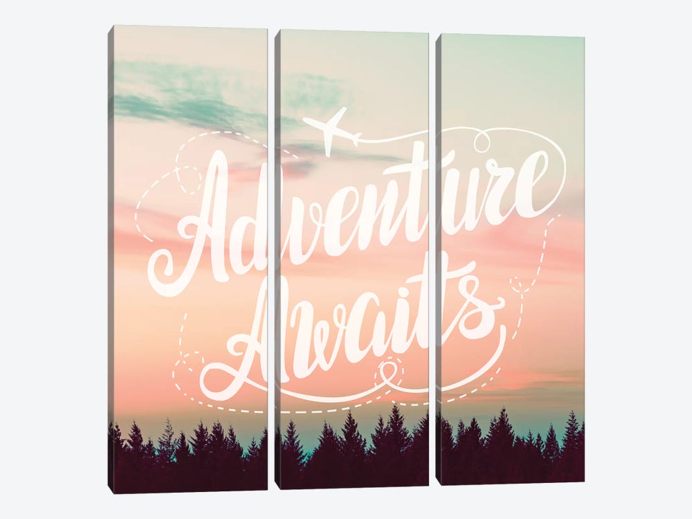 Adventure Awaits In Forest Sunset by Nature Magick 3-piece Canvas Wall Art