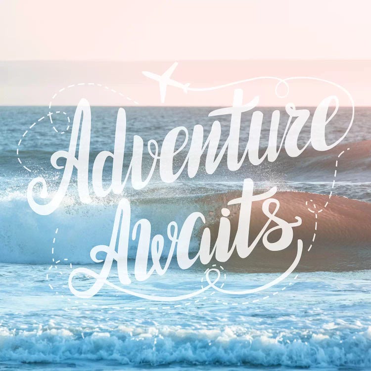 Adventure Awaits In Pink Ocean Sunset by Nature Magick wall art