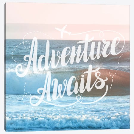 Adventure Awaits In Pink Ocean Sunset Canvas Print #MGK215} by Nature Magick Canvas Wall Art