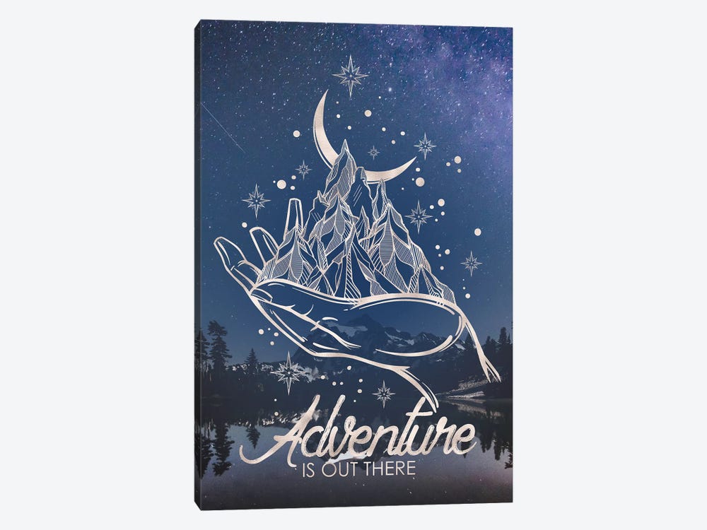 Adventure Is Out There Mountain Stars Reflection by Nature Magick 1-piece Canvas Wall Art