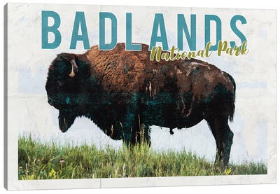 Badlands National Park Vintage Adventure Postcard Canvas Art Print - Badlands National Park Art