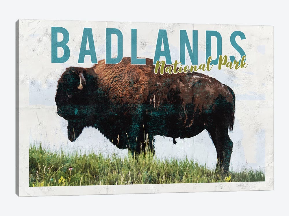 Badlands National Park Vintage Adventure Postcard by Nature Magick 1-piece Canvas Wall Art