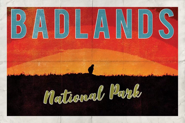 Badlands National Park Sunrise Vintage Adventure Prairie Dog Postcard by Nature Magick wall art