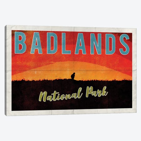 Badlands National Park Vintage Adventure Prairie Dog Sunrise Postcard Canvas Print #MGK226} by Nature Magick Canvas Art Print