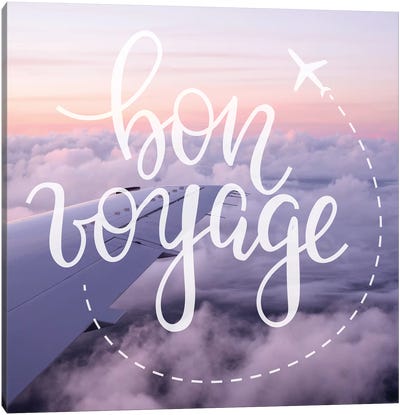 Bon Voyage Airplane Sunrise Canvas Art Print - Adventure Art