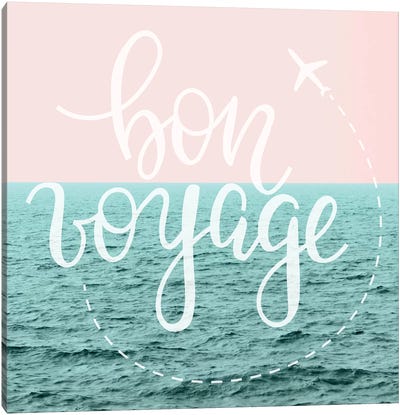 Bon Voyage Pastel Sky Marble Waves Canvas Art Print - Adventure Art