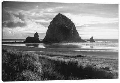 Cannon Beach Oregon Coast Black and White Canvas Art Print - Nature Magick