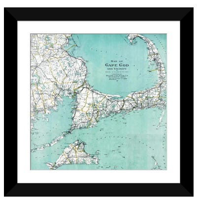 Cape Cod and Vicinity Map Paper Art Print - Maps