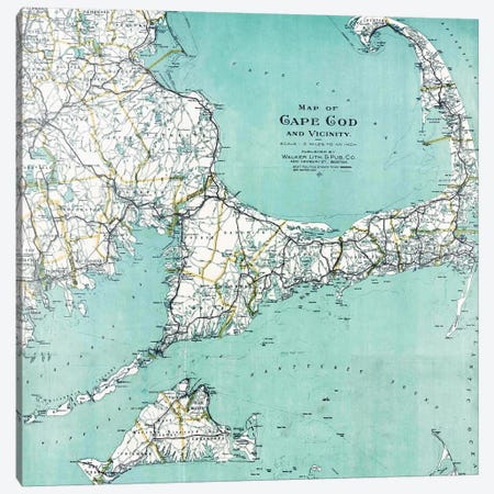 Cape Cod and Vicinity Map Canvas Print #MGK252} by Nature Magick Canvas Art Print