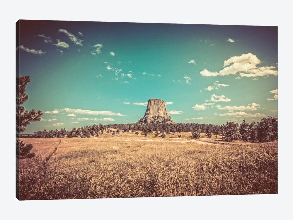 Devils Tower National Monument Vintage Turquoise Adventure by Nature Magick 1-piece Canvas Wall Art