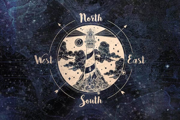 Compasses: Gold Adventure Compass Lighthouse Vintage Navy Map by Nature Magick