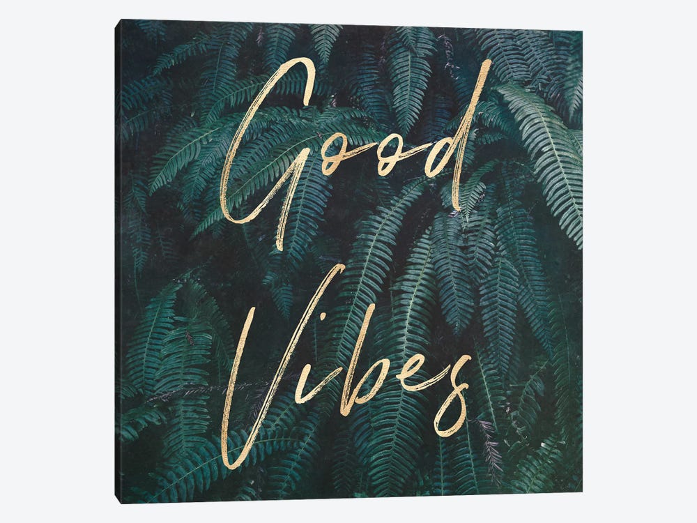 Good Vibes Greenery Ferns Gold by Nature Magick 1-piece Canvas Art