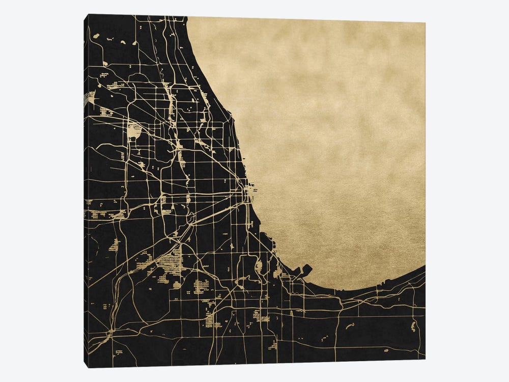 Chicago Illinois City Map 1-piece Canvas Print