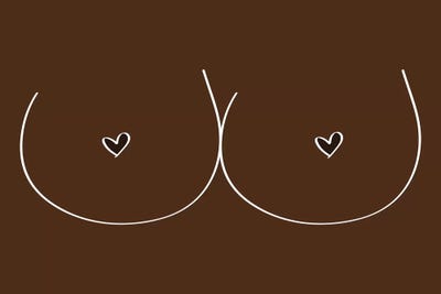 Hand Drawn Boobs Dark Brown Female Figure by Nature Magick gallery poster