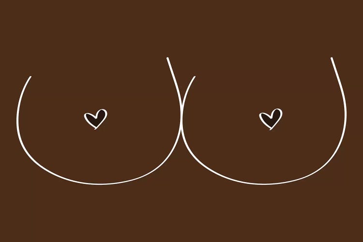 Hand Drawn Boobs Dark Brown Female Figure