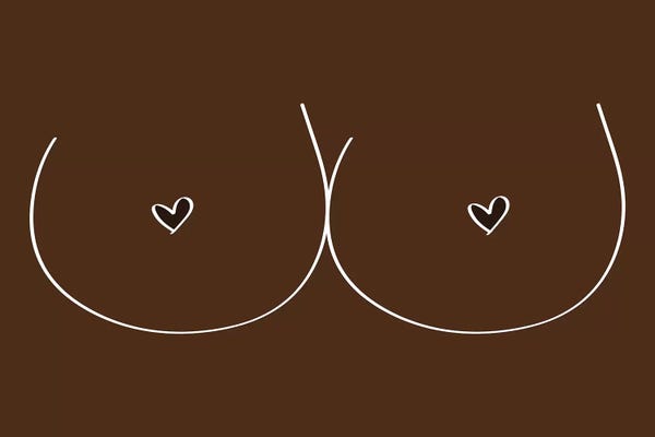 Body Positivity: Hand Drawn Boobs Dark Brown Female Figure by Nature Magick