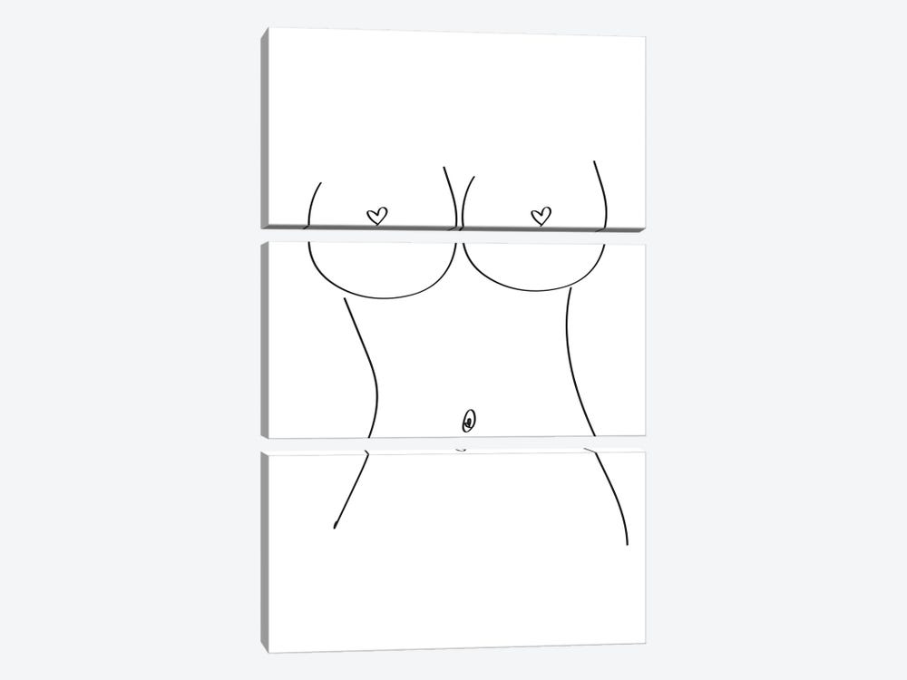 Hand Drawn Free Love Female Figure by Nature Magick 3-piece Canvas Artwork