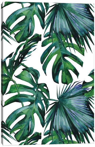 Classic Palm Leaves Canvas Art Print - Tropical Leaf Art