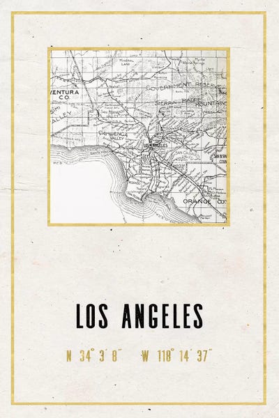 Los Angeles Maps: Los Angeles, California II by Nature Magick