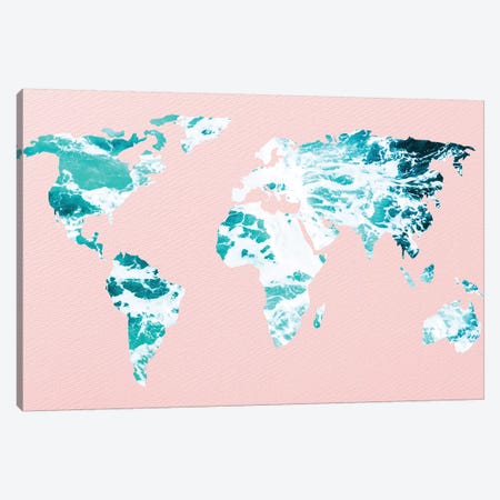 Map of Ocean Waves on Pink Canvas Print #MGK354} by Nature Magick Art Print