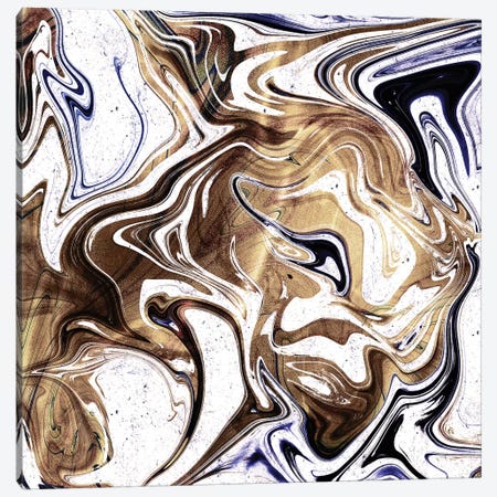 Gold, Navy Blue & White Canvas Print #MGK357} by Nature Magick Art Print