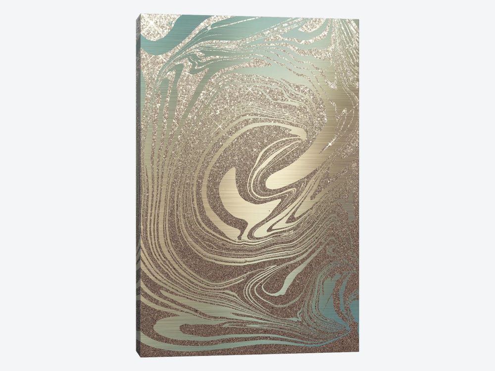Yellow Gold Sparkle & Turquoise 1-piece Canvas Art