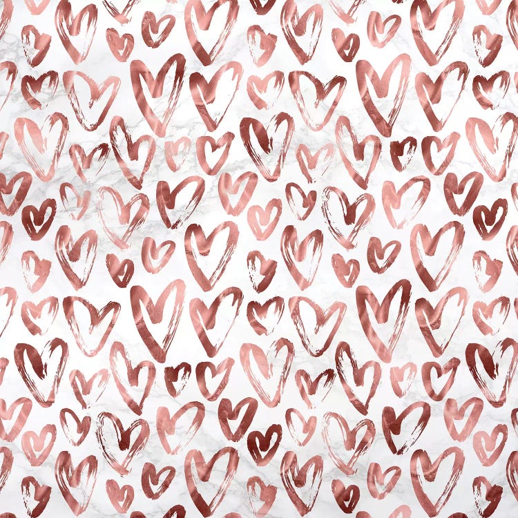 Marble Rose Gold Hearts on Gray White by Nature Magick wall art