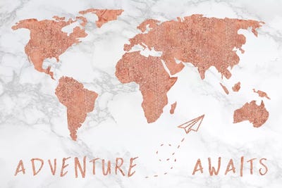Marble World Map Rose Gold Adventure - Canvas Wall Art | Nature Magick