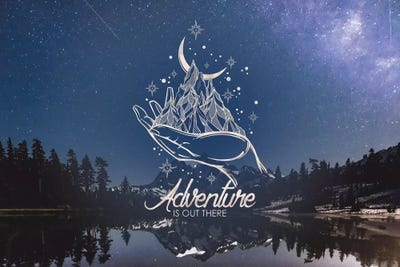 In Adventure Is Out There Gold Mountain Galaxy by Nature Magick canvas print