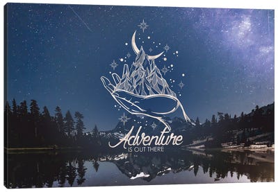 In Adventure Is Out There Gold Mountain Galaxy Canvas Art Print - Nature Magick