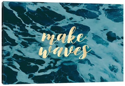 In Make Waves Gold and Turquoise  Canvas Art Print - Nature Magick