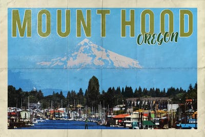 Mount Hood Oregon River Vintage Postcard Canvas Art Nature Magick   MGK388