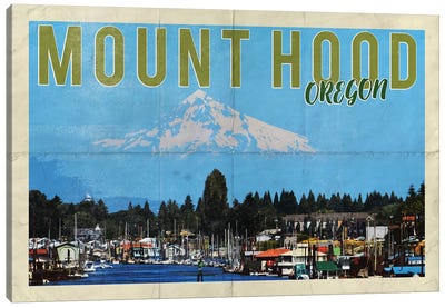 Mount Hood Oregon River Vintage Postcard Canvas Art Print - Nature Magick