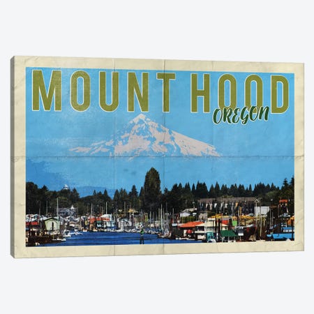 Mount Hood Oregon River Vintage Postcard Canvas Print #MGK388} by Nature Magick Canvas Art Print