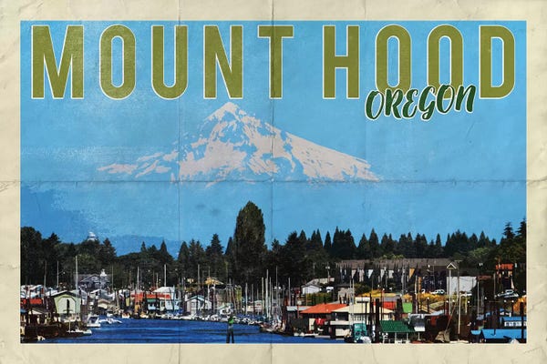 Travel Journal: Mount Hood Oregon River Vintage Postcard by Nature Magick